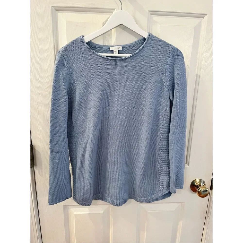 J. Jill Light Blue Side Ribbed Tunic Sweater sz XSP EUC